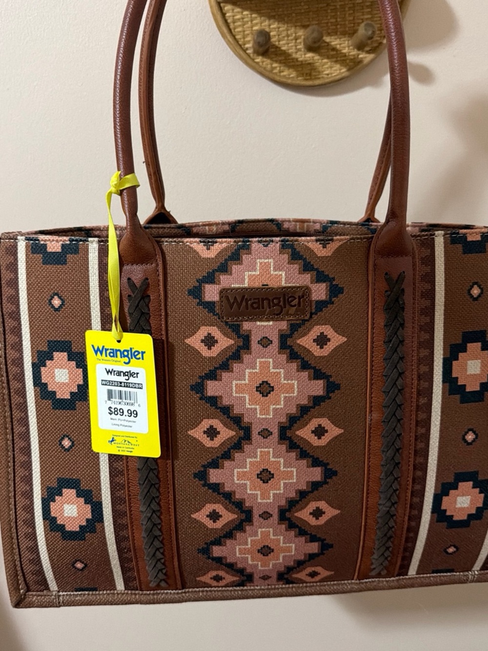 Wrangler Brown and Pink Southwestern Tote